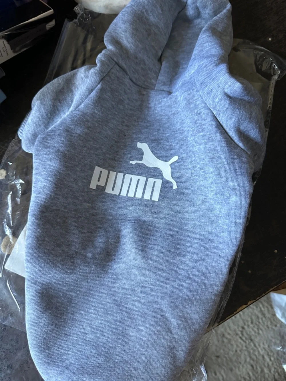 Gray Pet Hoodie with White Logo